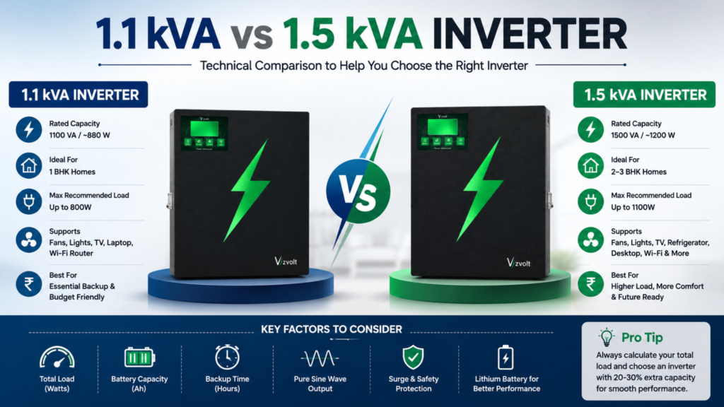 1.1 kVA vs 1.5 kVA Inverter