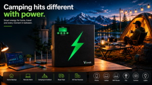 Home and Travel Power Needs supported by smart lithium backup system during travel and home use